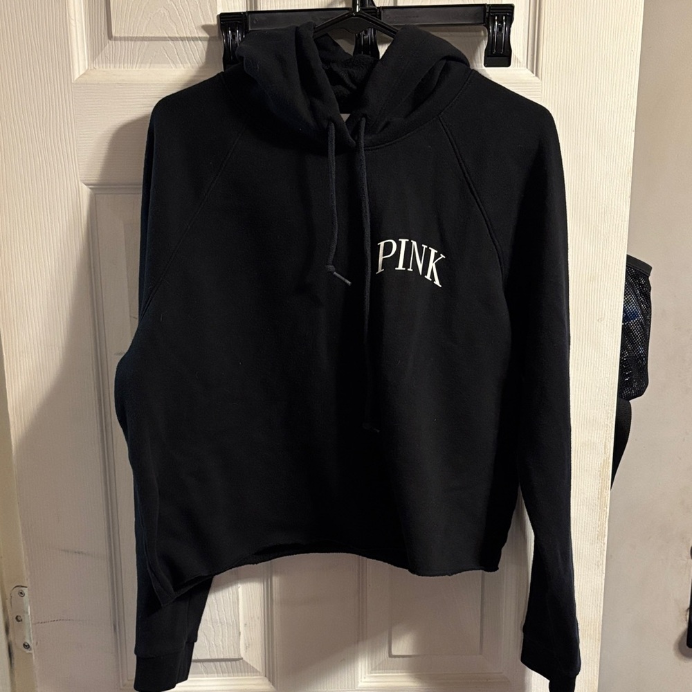 PINK Victoria's Secret Black Cropped Pullover Hoodie